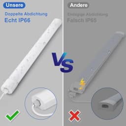 4-Pack 60cm/90cm LED Ceiling Light, IP66 Waterproof Tube, 20W/30W Workshop Tube, 4000K, Suitable for balcony, Garage, Basement.