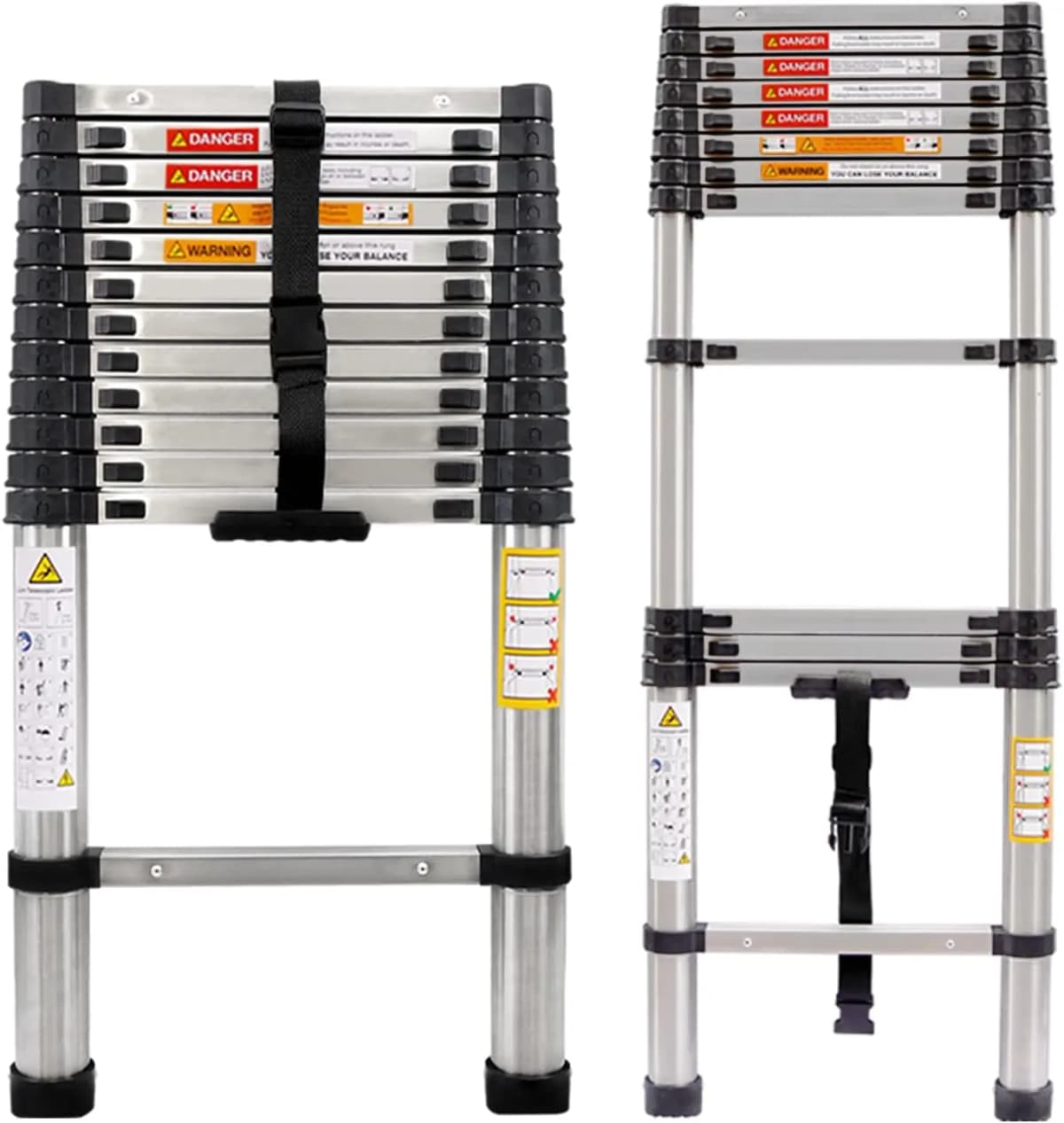 EFAN 12.5ft Telescopic Ladder Steps 3.8M Multi-Purpose Aluminium DIY Extendable Ladder Extension Extend Portable Ladder EN131