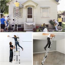 EFAN 12.5ft Telescopic Ladder Steps 3.8M Multi-Purpose Aluminium DIY Extendable Ladder Extension Extend Portable Ladder EN131