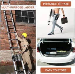 EFAN 12.5ft Telescopic Ladder Steps 3.8M Multi-Purpose Aluminium DIY Extendable Ladder Extension Extend Portable Ladder EN131