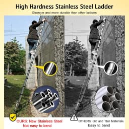 EFAN 12.5ft Telescopic Ladder Steps 3.8M Multi-Purpose Aluminium DIY Extendable Ladder Extension Extend Portable Ladder EN131