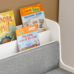Sobuy Kmb66-W Kids' Bench Seat with Bookshelf Toy Chest Storage Box with Wheels Shoe Bench with Seat Cushion