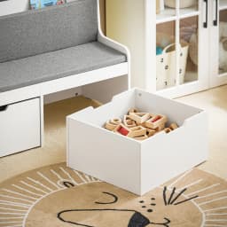Sobuy Kmb66-W Kids' Bench Seat with Bookshelf Toy Chest Storage Box with Wheels Shoe Bench with Seat Cushion