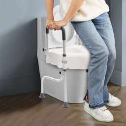 Durable 3-in-1 Tub Handrail, Toilet Booster, and Seat, Adjustable Height for Safety and Comfort
