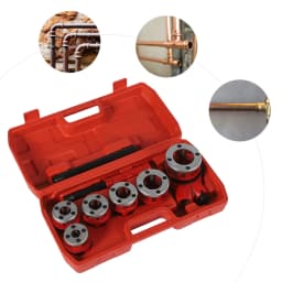 Durable Manual Threading Machine Kit with 6 Dies, Extended Handle, Anti-Rust Alloy Steel, Easy Installation & Cleaning, Ideal