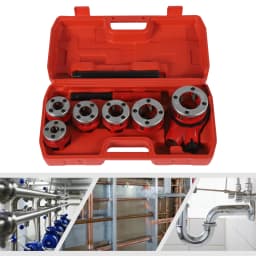 Durable Manual Threading Machine Kit with 6 Dies, Extended Handle, Anti-Rust Alloy Steel, Easy Installation & Cleaning, Ideal