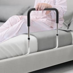 Bed Rail, Adjustable Stability Grab Bar Assist Railing Bed Support Bar Handicap Mobility with Fixing Strap for Elderly Seniors