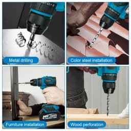 Kamolee 10MM Brushless Electric Impact Drill Set, including Accessories, Cordless Screwdriver, Lithium Battery Hand Drill