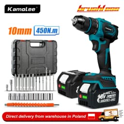 Kamolee 10MM Brushless Electric Impact Drill Set, including Accessories, Cordless Screwdriver, Lithium Battery Hand Drill