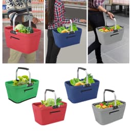 Foldable Shopping Basket Shopping Basket with Padded Handle and Zip Pocket for Shopping, Picnics & Storage