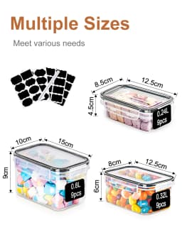 Kitchen Storage Container with Lid Airtight Set of 27 Set 0.8 L/0.32L/0.24L BPA Free