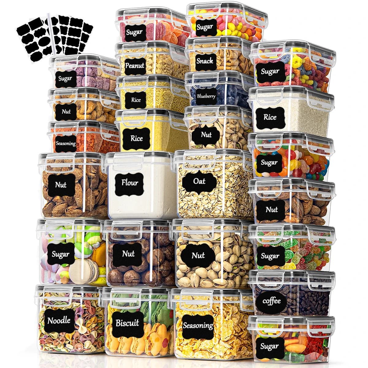 Kitchen Storage Container with Lid Airtight Set of 27 Set 0.8 L/0.32L/0.24L BPA Free