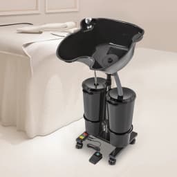 Portable Shampoo Basin Adjustable 1.05-1.4m Height, 2x10L Buckets, EU Plug for Salon/Home Hair Washing Comfort