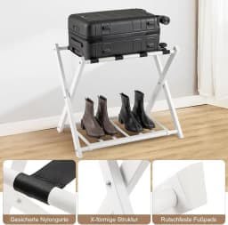 Foldable Suitcase Stand, Luggage Rack with 2-Tier Design, Luggage Stand Metal Luggage Rack for Bedroom,Guest Room,Hotel