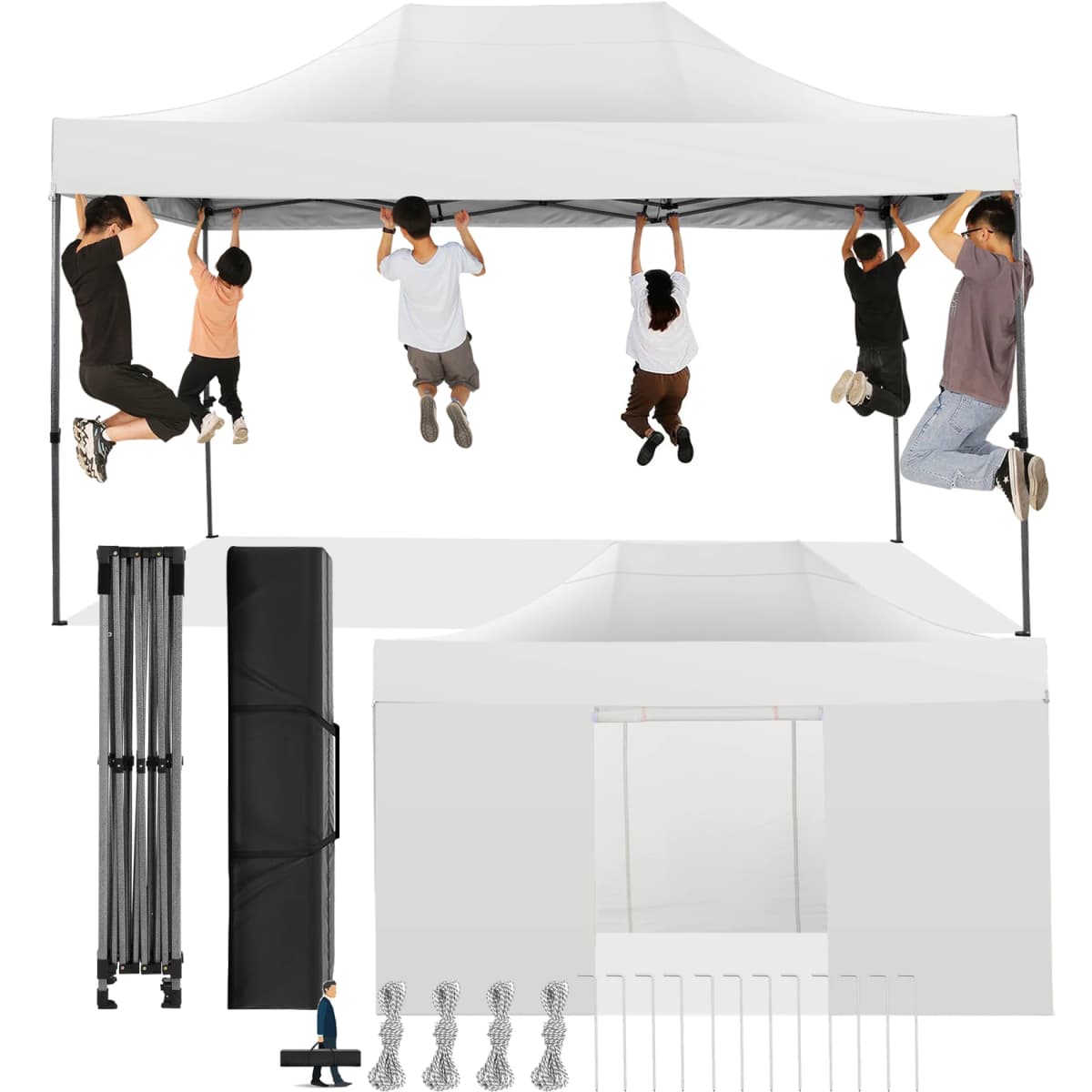 3x4.5m Folding Gazebo Waterproof Winterproof With 4 Side Wall Party Tent Garden Gazebo Outdoor Foldable UV Protect Tent Awning