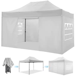 3x4.5m Folding Gazebo Waterproof Winterproof With 4 Side Wall Party Tent Garden Gazebo Outdoor Foldable UV Protect Tent Awning
