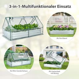 3-in-1 Greenhouse with Raised Bed,PVC Film,with Two Windows,Rectangular Cold Frame,in the Garden,Patio and Balcony,180x90x91cm