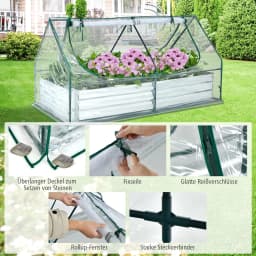 3-in-1 Greenhouse with Raised Bed,PVC Film,with Two Windows,Rectangular Cold Frame,in the Garden,Patio and Balcony,180x90x91cm