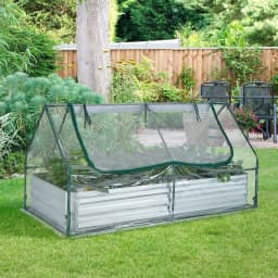 3-in-1 Greenhouse with Raised Bed,PVC Film,with Two Windows,Rectangular Cold Frame,in the Garden,Patio and Balcony,180x90x91cm