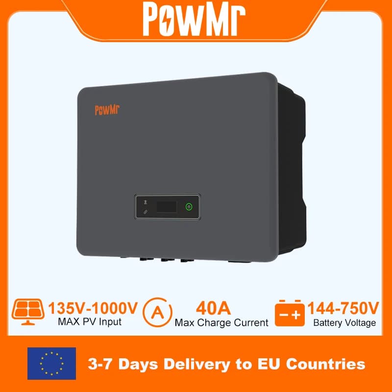 VDE PowMr 12KW 20KW 3 Phase Inverter 48V 220V Hybrid Solar Inverter On Grid Dual MPPT Trackers IP65 Waterproof with BMS WIFI