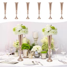 Elegant Tall Wedding Flower Vase with Gold-Plated Finish, High-Foot Design, and Durable Iron Construction for Stylish Decor
