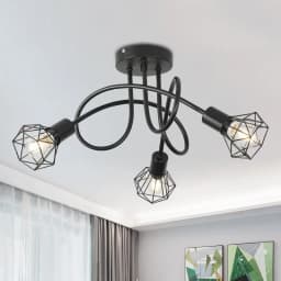 Industrial 3-Light Black Aluminum Ceiling Lamp Cage Design Indoor Lighting for Kitchen Hall Bedroom Living Room