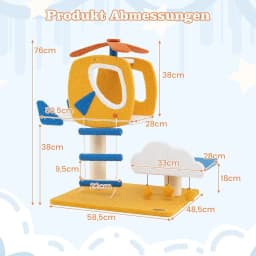 Small Helicopter Theme Cat Tree with Cloud Platform, Toy, Sisal Scratching Posts & Ladder, Cat Scratching Post, Cat Furniture