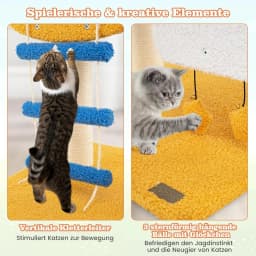 Small Helicopter Theme Cat Tree with Cloud Platform, Toy, Sisal Scratching Posts & Ladder, Cat Scratching Post, Cat Furniture