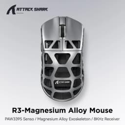 ATTACK SHARK R3 8KHz Magnesium Alloy Mouse, PixArt PAW3395 Sensor, up to 26000 DPI, 2.4G/BT/Wired, 46g superlight, for PC/Mac
