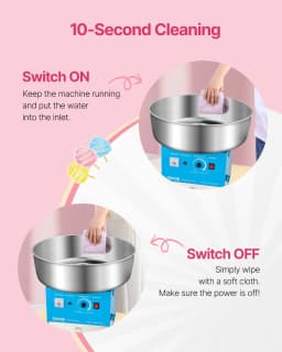 SucceBuy Electric Cotton Candy Machine Commercial Candy Floss Maker with 20.5 in Stainless Steel Bowl Sugar Scoop and Drawer