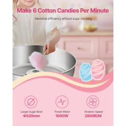 SucceBuy Electric Cotton Candy Machine Commercial Candy Floss Maker with 20.5 in Stainless Steel Bowl Sugar Scoop and Drawer