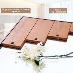 Rectangular Mirror with Wooden Frame, 66 x 95 cm, Rustic Wall Mirror with Two Direction Hooks, Hanging Mirror with Metal Frame