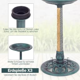 Standing Bird Bath, Retro Bird Feeder,Feeding Station Bird Feeder for Wild Birds,for Bird Bath,Feeding Area,51x72cm