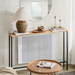 SoBuy FSB19-L-E Vintage Consoles table Metal Hallway table Deco table Sideboard side table table BHT Approx 120x81x20cm Natural & Black