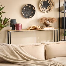 SoBuy FSB19-L-E Vintage Consoles table Metal Hallway table Deco table Sideboard side table table BHT Approx 120x81x20cm Natural & Black