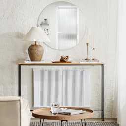 SoBuy FSB19-L-E Vintage Consoles table Metal Hallway table Deco table Sideboard side table table BHT Approx 120x81x20cm Natural & Black