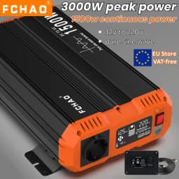 3000W Pure Sine Wave Power Inverter with Remote Control | Dc 12V to Ac 220V/230V 50Hz | 1500W Continuous | For Home, Car, Rv, Office