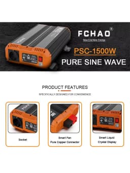 3000W Pure Sine Wave Power Inverter with Remote Control | Dc 12V to Ac 220V/230V 50Hz | 1500W Continuous | For Home, Car, Rv, Office