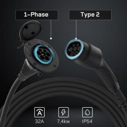 dé Type 2 Extension Cable 7kW 32A for Wallbox Charging Station Compatible with All Type 2 Charging Plugs 5m 10m 15m Cable Black