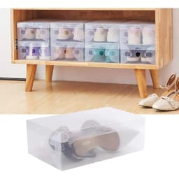 Pack of 20 Transparent Shoe Box Foldable Shoe Boxes Organiser Stackable Shoe Storage Plastic Shoes Storage Box