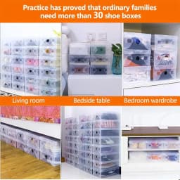 Pack of 20 Transparent Shoe Box Foldable Shoe Boxes Organiser Stackable Shoe Storage Plastic Shoes Storage Box