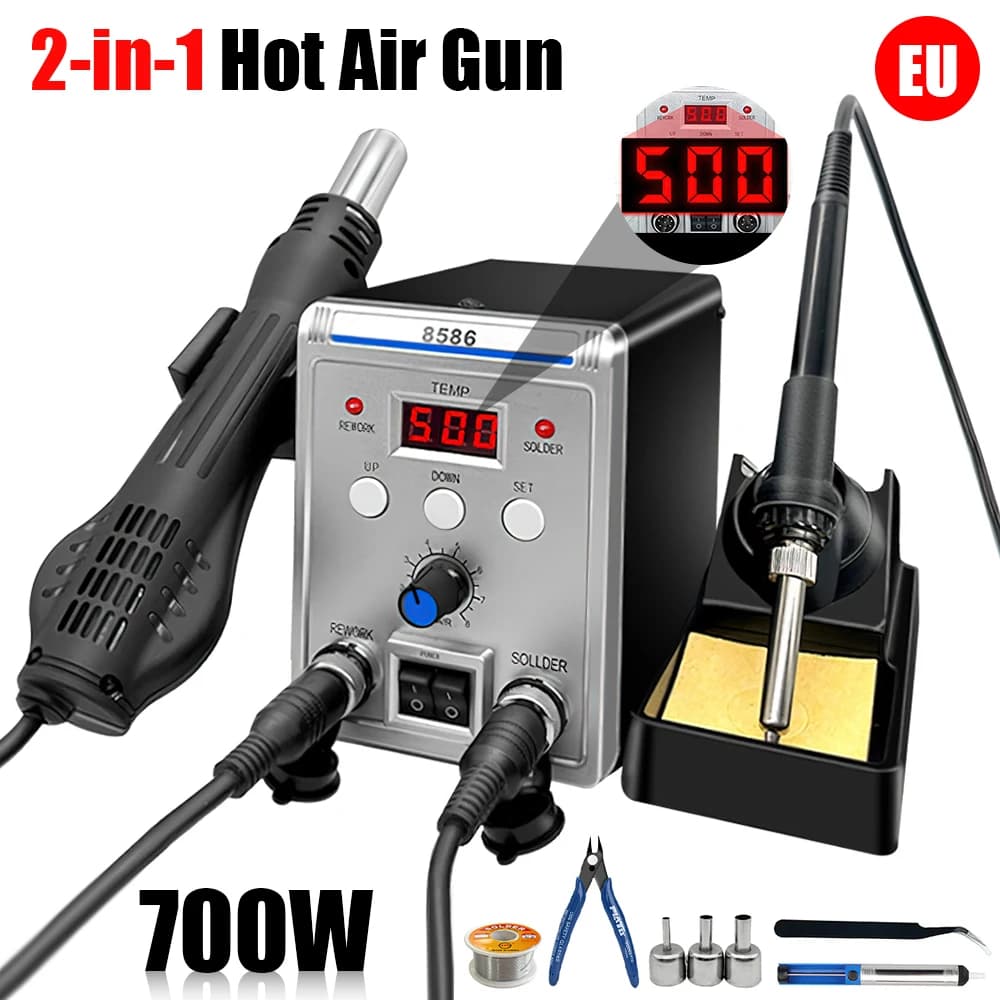 Hot Air Gun 8586 Rework Solder Station Heat Gun 220V 700W Hair Dryer For Soldering  Welding Repair Tools