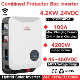 FCHAO Combined protective 4200W 24VDC 230VAC Off Grid Hybrid Pure Sine Wave invert MPPT Solar Controller 100A Charging run