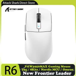 ATTACK SHARK R6 PAW3950MAX Wireless Gaming Mouse, 8Khz Polling, Ultralight 39g, Nordic 52840 MCU, Omron Optical Microswitches