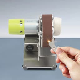 Mini Belt Sander, 150W 10000rpm 7-Gear Speed, 45° Adjustable Table 10pcs 0.98*13in Belts, for Metal Wood Polishing