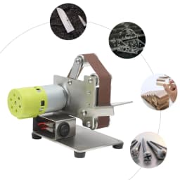 Mini Belt Sander, 150W 10000rpm 7-Gear Speed, 45° Adjustable Table 10pcs 0.98*13in Belts, for Metal Wood Polishing