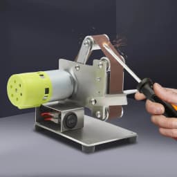 Mini Belt Sander, 150W 10000rpm 7-Gear Speed, 45° Adjustable Table 10pcs 0.98*13in Belts, for Metal Wood Polishing