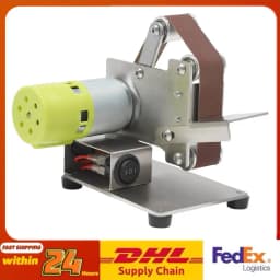 Mini Belt Sander, 150W 10000rpm 7-Gear Speed, 45° Adjustable Table 10pcs 0.98*13in Belts, for Metal Wood Polishing