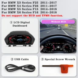 AUTOTOP 12.3"1920*720P LCD Digital Dash Aftermarket Digital Gauge Cluster For X3 F25/X4 F26 X5 F15/X6 F16 NBT EVO Without HUD