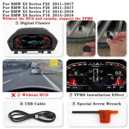 AUTOTOP 12.3"1920*720P LCD Digital Dash Aftermarket Digital Gauge Cluster For X3 F25/X4 F26 X5 F15/X6 F16 NBT EVO Without HUD